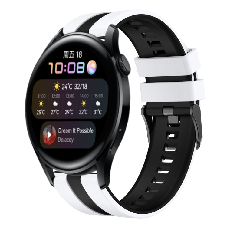 For Huawei Watch 3 22mm Two Color Sports Silicone Watch Band(White+Black) by bashfashion