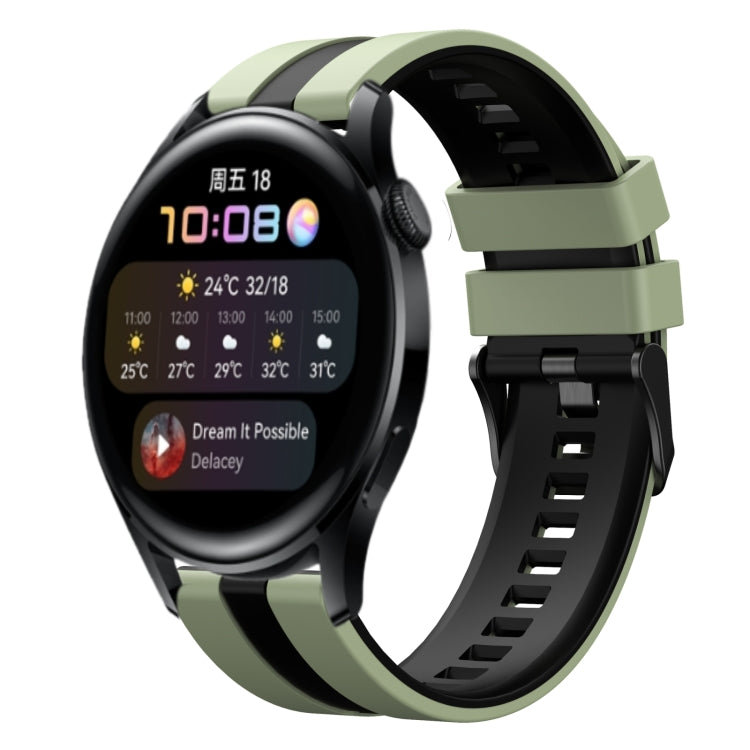 For Huawei Watch 3 22mm Two Color Sports Silicone Watch Band(Light Green+Black) by bashfashion