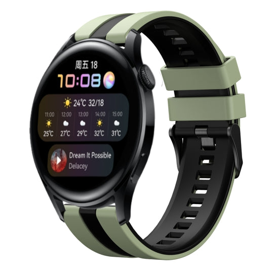 For Huawei Watch 3 22mm Two Color Sports Silicone Watch Band(Light Green+Black) by bashfashion