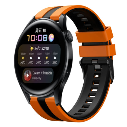 For Huawei Watch 3 22mm Two Color Sports Silicone Watch Band(Orange+Black) by bashfashion