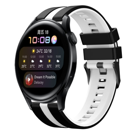 For Huawei Watch 3 22mm Two Color Sports Silicone Watch Band(Black+White) by bashfashion