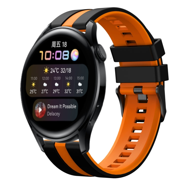 For Huawei Watch 3 22mm Two Color Sports Silicone Watch Band(Black+Orange) by bashfashion