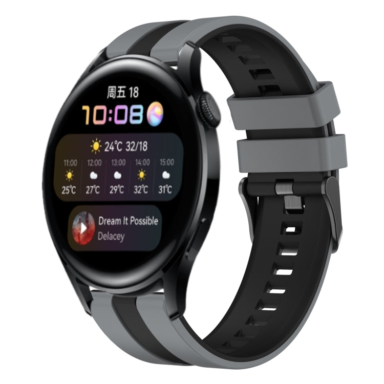 For Huawei Watch 3 22mm Two Color Sports Silicone Watch Band(Grey+Black) by bashfashion