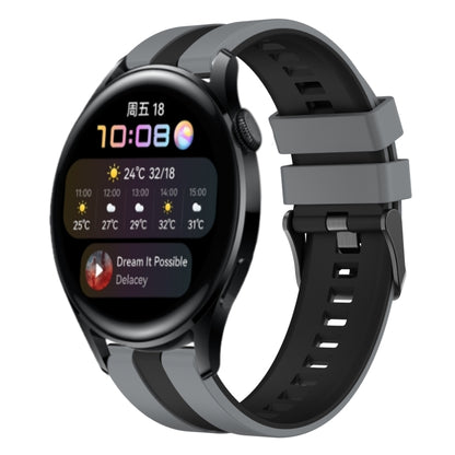 For Huawei Watch 3 22mm Two Color Sports Silicone Watch Band(Grey+Black) by bashfashion