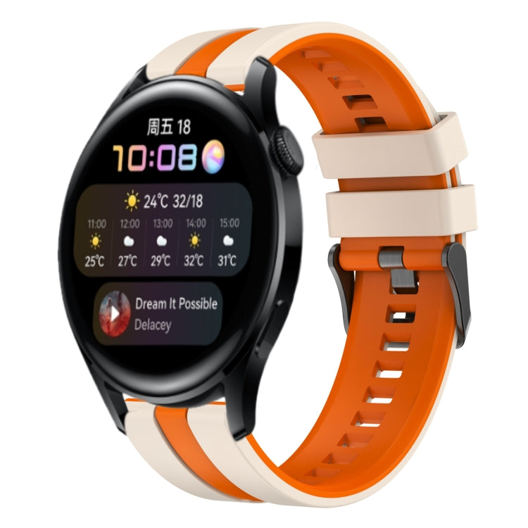 For Huawei Watch 3 22mm Two Color Sports Silicone Watch Band(Starlight+Orange) by bashfashion