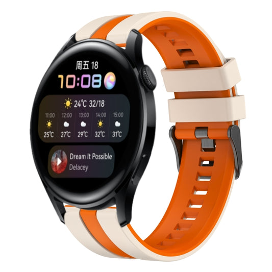 For Huawei Watch 3 22mm Two Color Sports Silicone Watch Band(Starlight+Orange) by bashfashion
