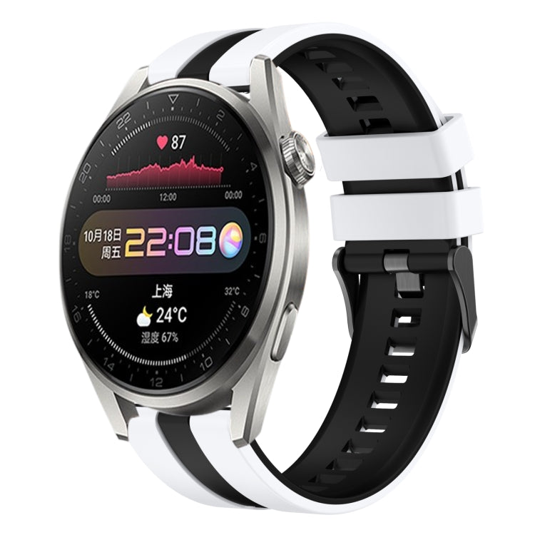 For Huawei Watch 3 Pro 22mm Two Color Sports Silicone Watch Band(White+Black) by bashfashion
