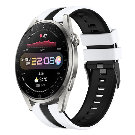 For Huawei Watch 3 Pro 22mm Two Color Sports Silicone Watch Band(White+Black) by bashfashion