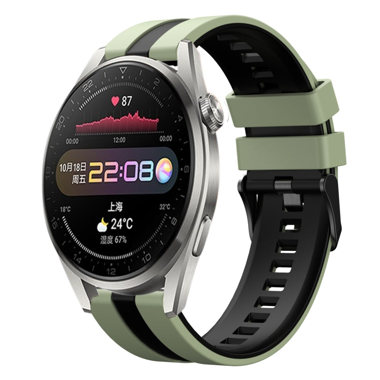 For Huawei Watch 3 Pro 22mm Two Color Sports Silicone Watch Band(Light Green+Black) by bashfashion