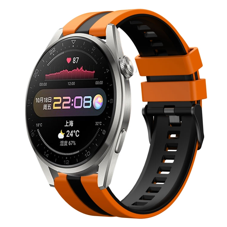 For Huawei Watch 3 Pro 22mm Two Color Sports Silicone Watch Band(Orange+Black) by bashfashion