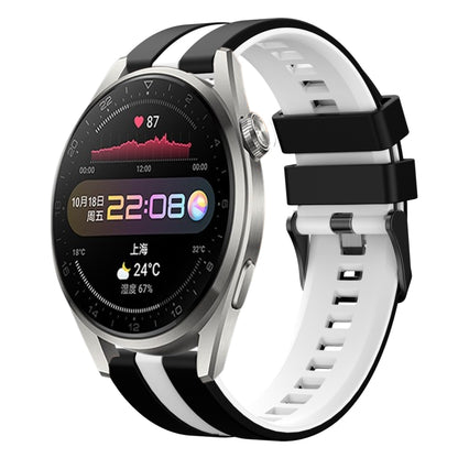 For Huawei Watch 3 Pro 22mm Two Color Sports Silicone Watch Band(Black+White) by bashfashion