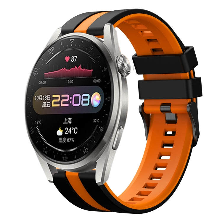 For Huawei Watch 3 Pro 22mm Two Color Sports Silicone Watch Band(Black+Orange) by bashfashion