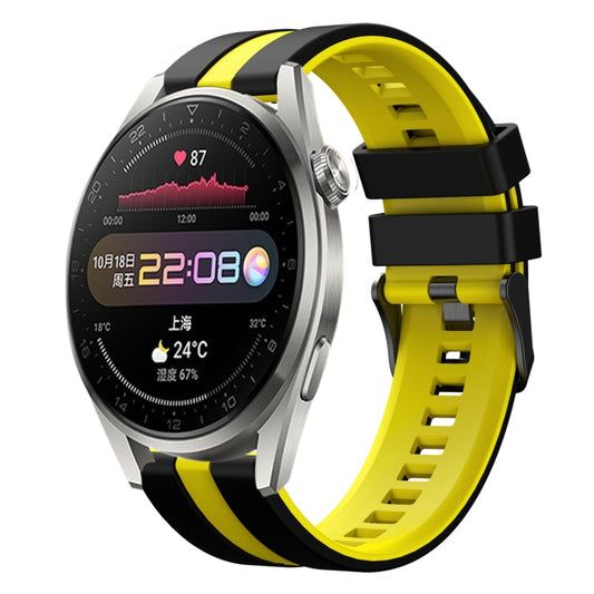 For Huawei Watch 3 Pro 22mm Two Color Sports Silicone Watch Band(Black+Yellow) by bashfashion
