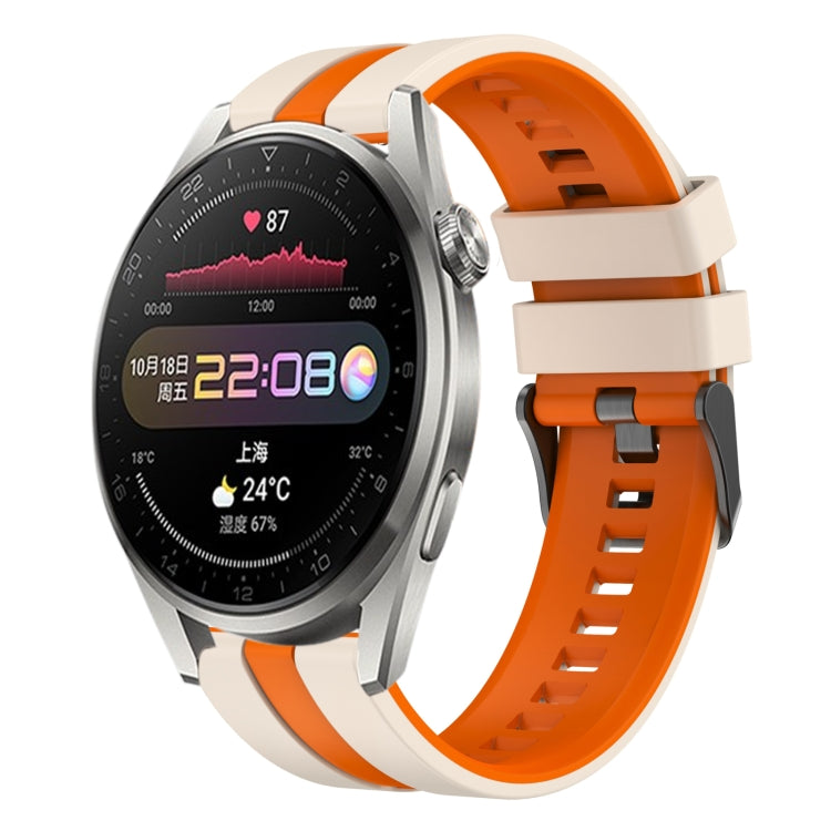For Huawei Watch 3 Pro 22mm Two Color Sports Silicone Watch Band(Starlight+Orange) by bashfashion