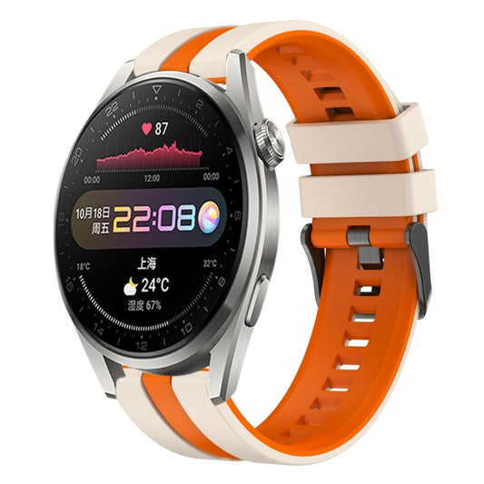 For Huawei Watch 3 Pro 22mm Two Color Sports Silicone Watch Band(Starlight+Orange) by bashfashion