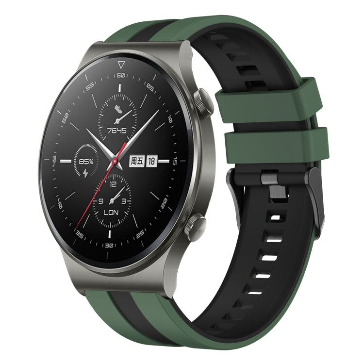 For Huawei GT2 Pro 22mm Two Color Sports Silicone Watch Band(Olive Green+Black) by bashfashion