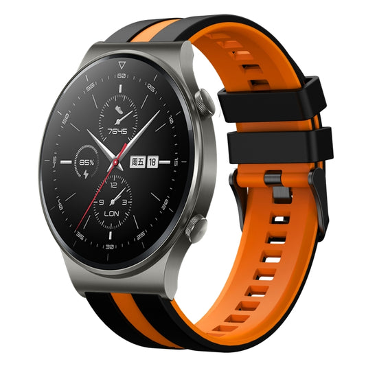 For Huawei GT2 Pro 22mm Two Color Sports Silicone Watch Band(Black+Orange) by bashfashion
