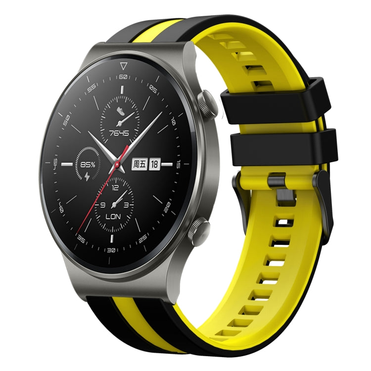 For Huawei GT2 Pro 22mm Two Color Sports Silicone Watch Band(Black+Yellow) by bashfashion
