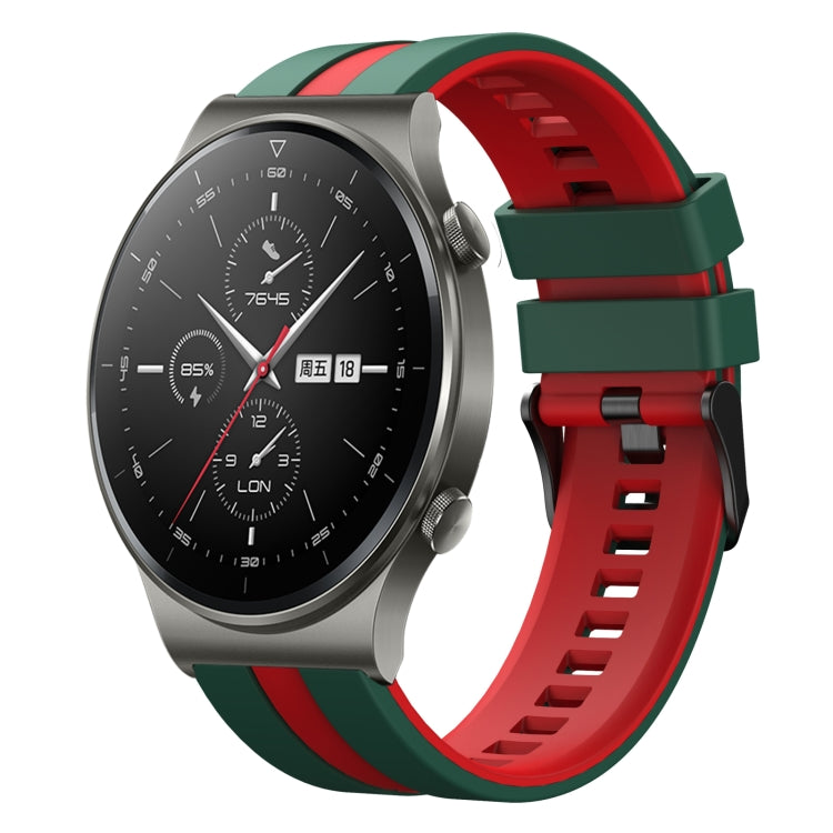 For Huawei GT2 Pro 22mm Two Color Sports Silicone Watch Band(Green+Red) by bashfashion