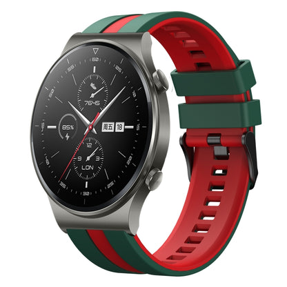 For Huawei GT2 Pro 22mm Two Color Sports Silicone Watch Band(Green+Red) by bashfashion
