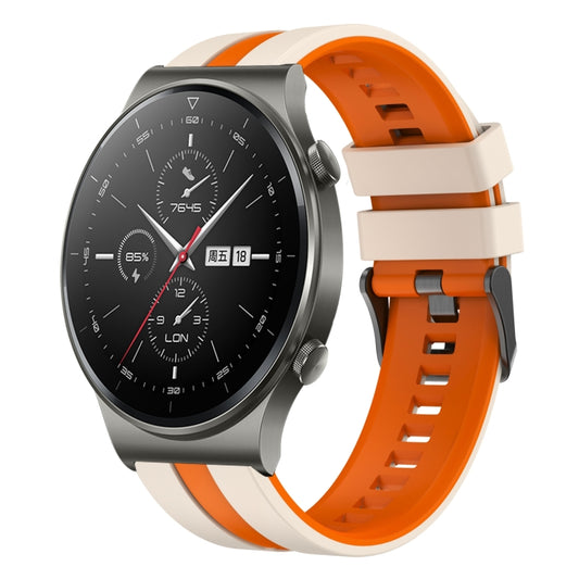 For Huawei GT2 Pro 22mm Two Color Sports Silicone Watch Band(Starlight+Orange) by bashfashion