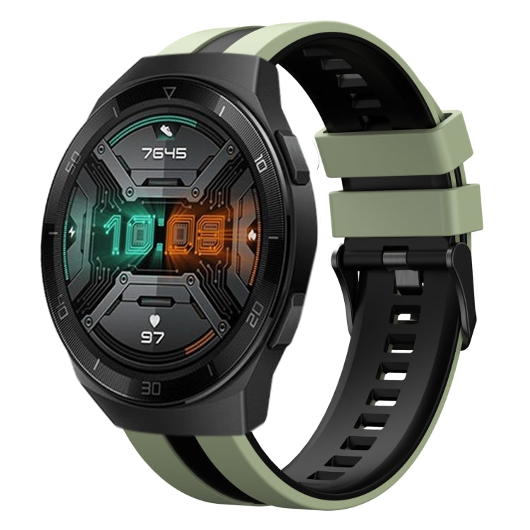For Huawei Watch GT 2E 22mm Two Color Sports Silicone Watch Band(Light Green+Black) by bashfashion