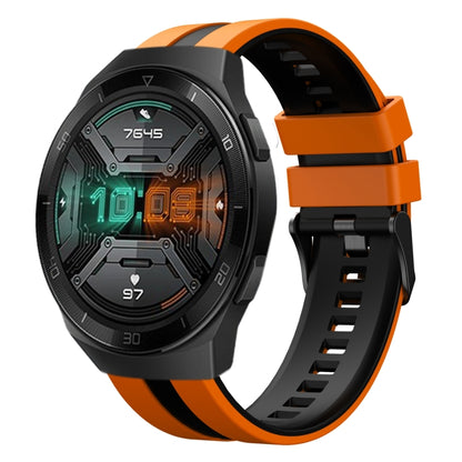 For Huawei Watch GT 2E 22mm Two Color Sports Silicone Watch Band(Orange+Black) by bashfashion