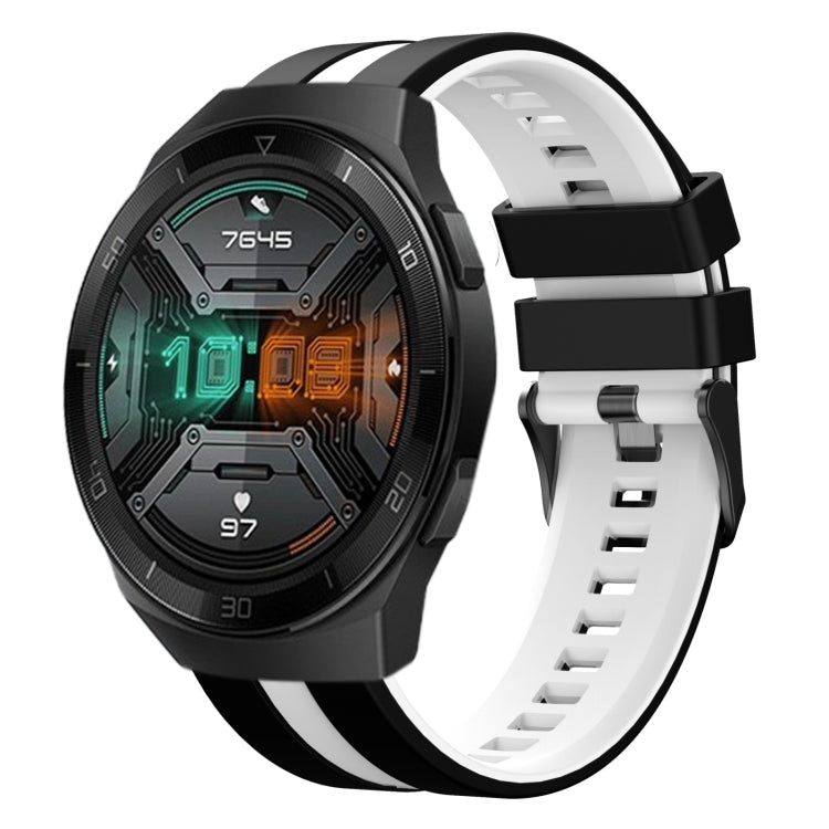 For Huawei Watch GT 2E 22mm Two Color Sports Silicone Watch Band(Black+White) by bashfashion