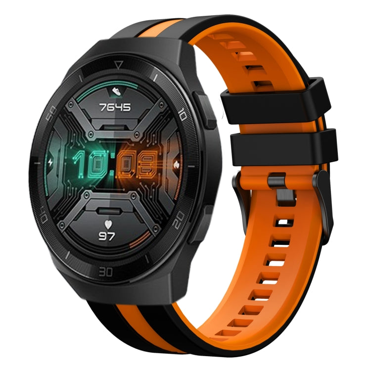 For Huawei Watch GT 2E 22mm Two Color Sports Silicone Watch Band(Black+Orange) by bashfashion