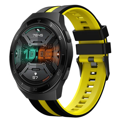 For Huawei Watch GT 2E 22mm Two Color Sports Silicone Watch Band(Black+Yellow) by bashfashion