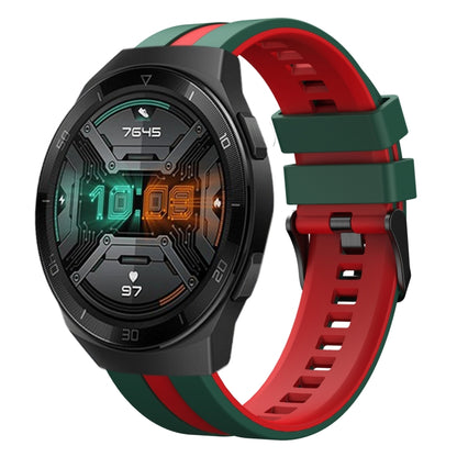 For Huawei Watch GT 2E 22mm Two Color Sports Silicone Watch Band(Green+Red) by bashfashion