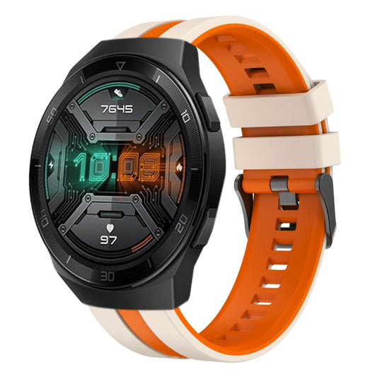 For Huawei Watch GT 2E 22mm Two Color Sports Silicone Watch Band(Starlight+Orange) by bashfashion