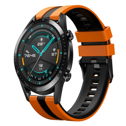 For Huawei GT2 46mm 22mm Two Color Sports Silicone Watch Band(Orange+Black) by bashfashion