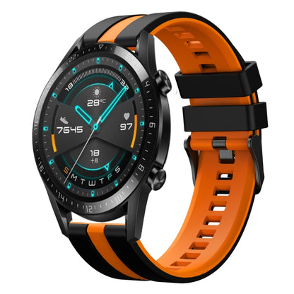 For Huawei GT2 46mm 22mm Two Color Sports Silicone Watch Band(Black+Orange) by bashfashion