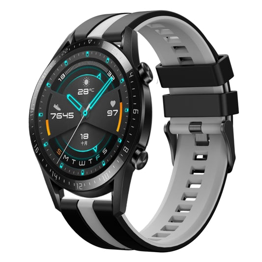 For Huawei GT2 46mm 22mm Two Color Sports Silicone Watch Band(Black+Grey) by bashfashion