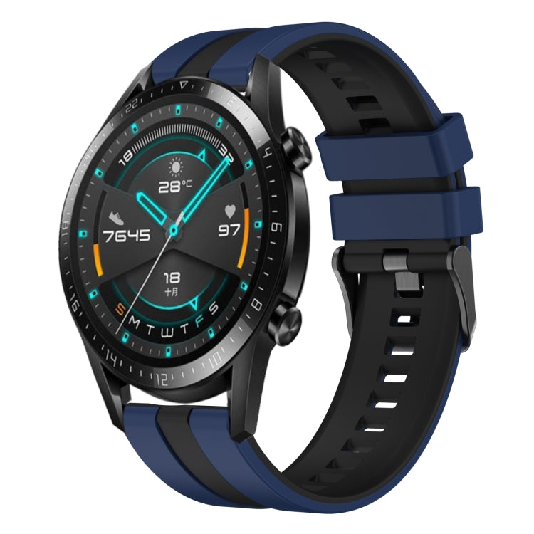 For Huawei GT2 46mm 22mm Two Color Sports Silicone Watch Band(Blue+Black) by bashfashion