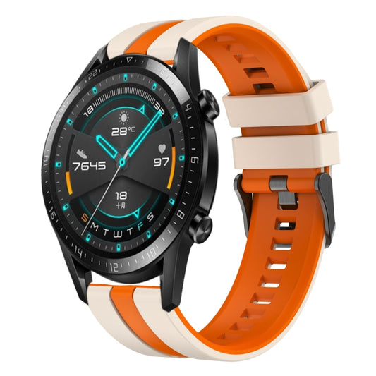 For Huawei GT2 46mm 22mm Two Color Sports Silicone Watch Band(Starlight+Orange) by bashfashion