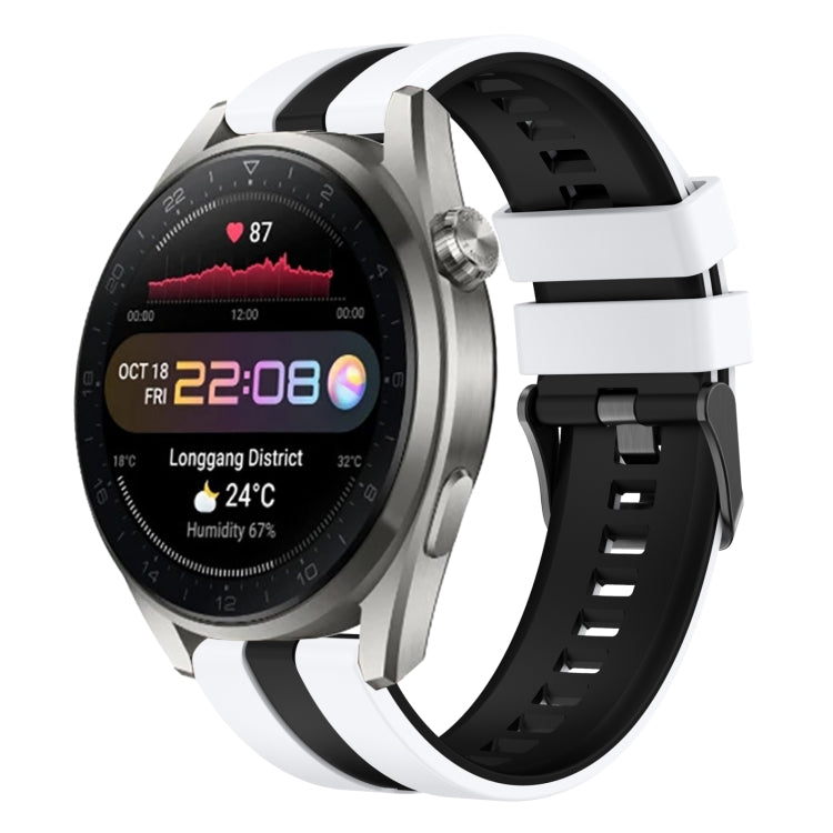 For Huawei Watch 3 Pro New 22mm Two Color Sports Silicone Watch Band(White+Black) by bashfashion
