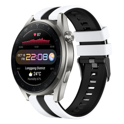 For Huawei Watch 3 Pro New 22mm Two Color Sports Silicone Watch Band(White+Black) by bashfashion