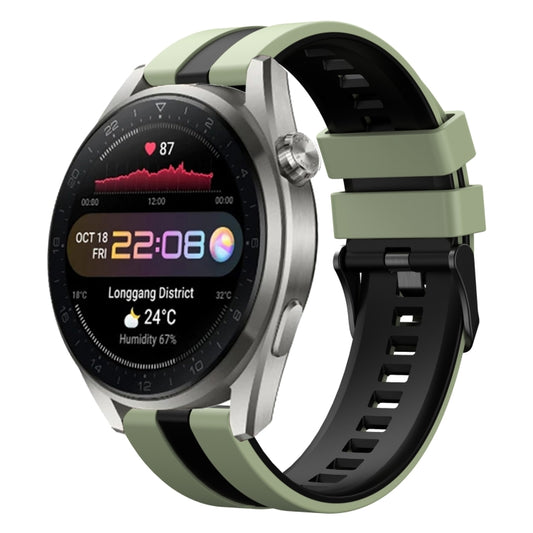 For Huawei Watch 3 Pro New 22mm Two Color Sports Silicone Watch Band(Light Green+Black) by bashfashion