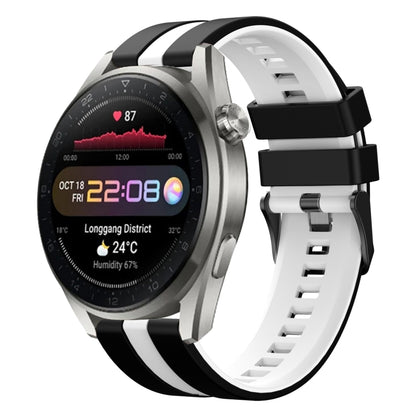 For Huawei Watch 3 Pro New 22mm Two Color Sports Silicone Watch Band(Black+White) by bashfashion