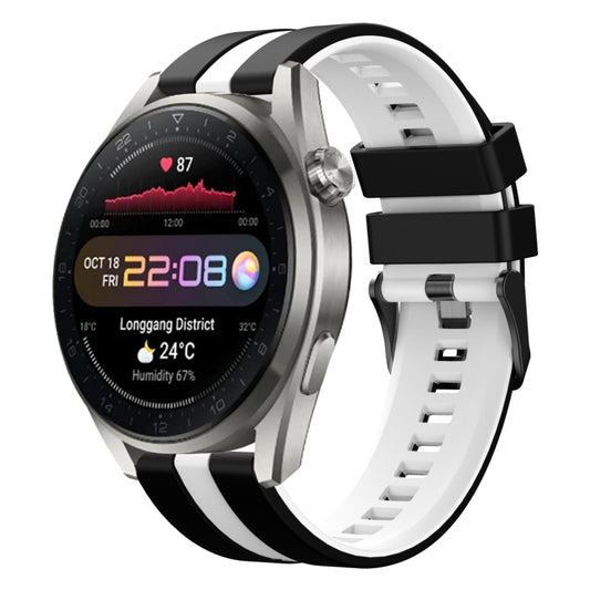 For Huawei Watch 3 Pro New 22mm Two Color Sports Silicone Watch Band(Black+White) by bashfashion
