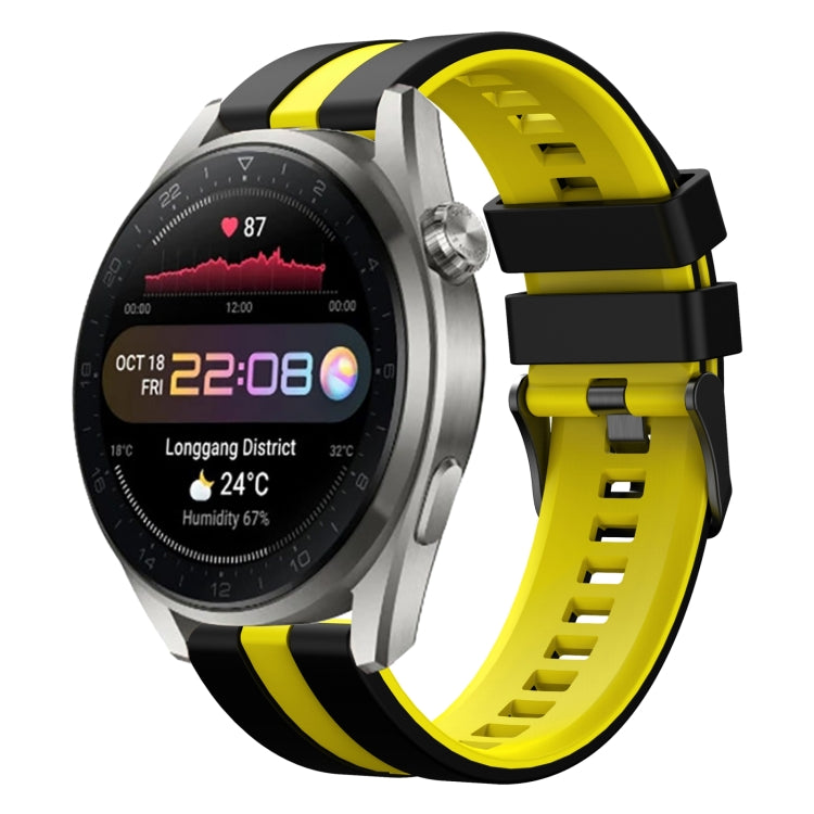 For Huawei Watch 3 Pro New 22mm Two Color Sports Silicone Watch Band(Black+Yellow) by bashfashion