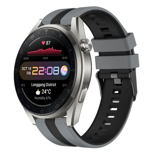 For Huawei Watch 3 Pro New 22mm Two Color Sports Silicone Watch Band(Grey+Black) by bashfashion