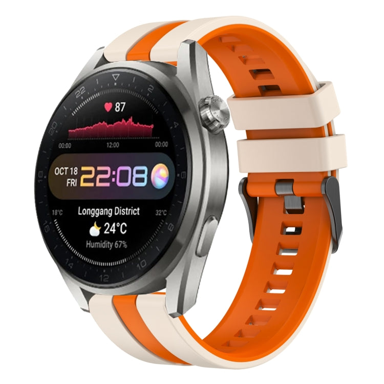 For Huawei Watch 3 Pro New 22mm Two Color Sports Silicone Watch Band(Starlight+Orange) by bashfashion