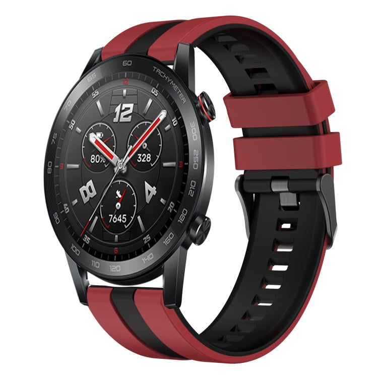 For Honor Watch GS 3i 22mm Two Color Sports Silicone Watch Band(Red+Black) by bashfashion