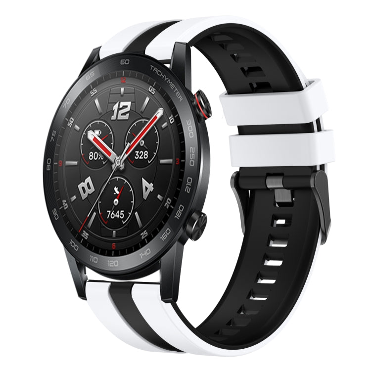 For Honor Watch GS 3i 22mm Two Color Sports Silicone Watch Band(White+Black) by bashfashion