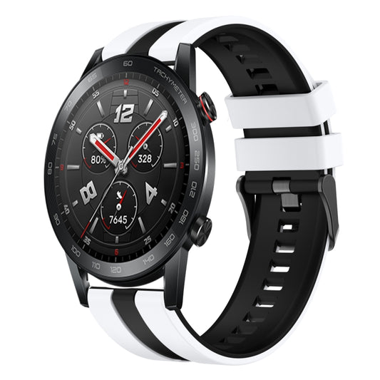 For Honor Watch GS 3i 22mm Two Color Sports Silicone Watch Band(White+Black) by bashfashion