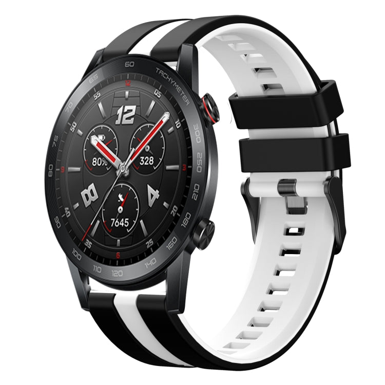 For Honor Watch GS 3i 22mm Two Color Sports Silicone Watch Band(Black+White) by bashfashion