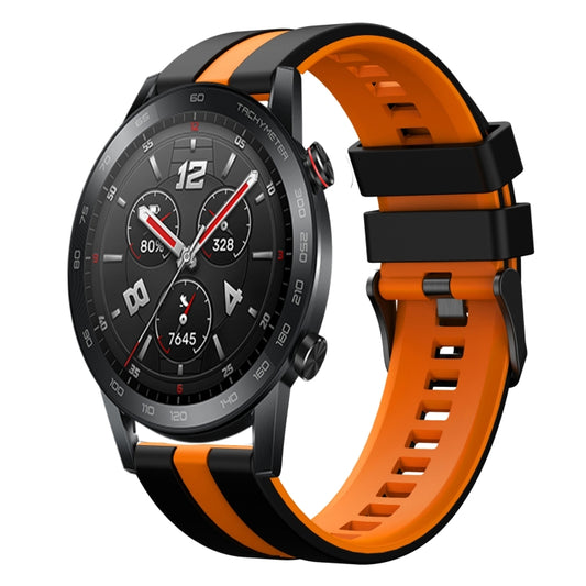 For Honor Watch GS 3i 22mm Two Color Sports Silicone Watch Band(Black+Orange) by bashfashion